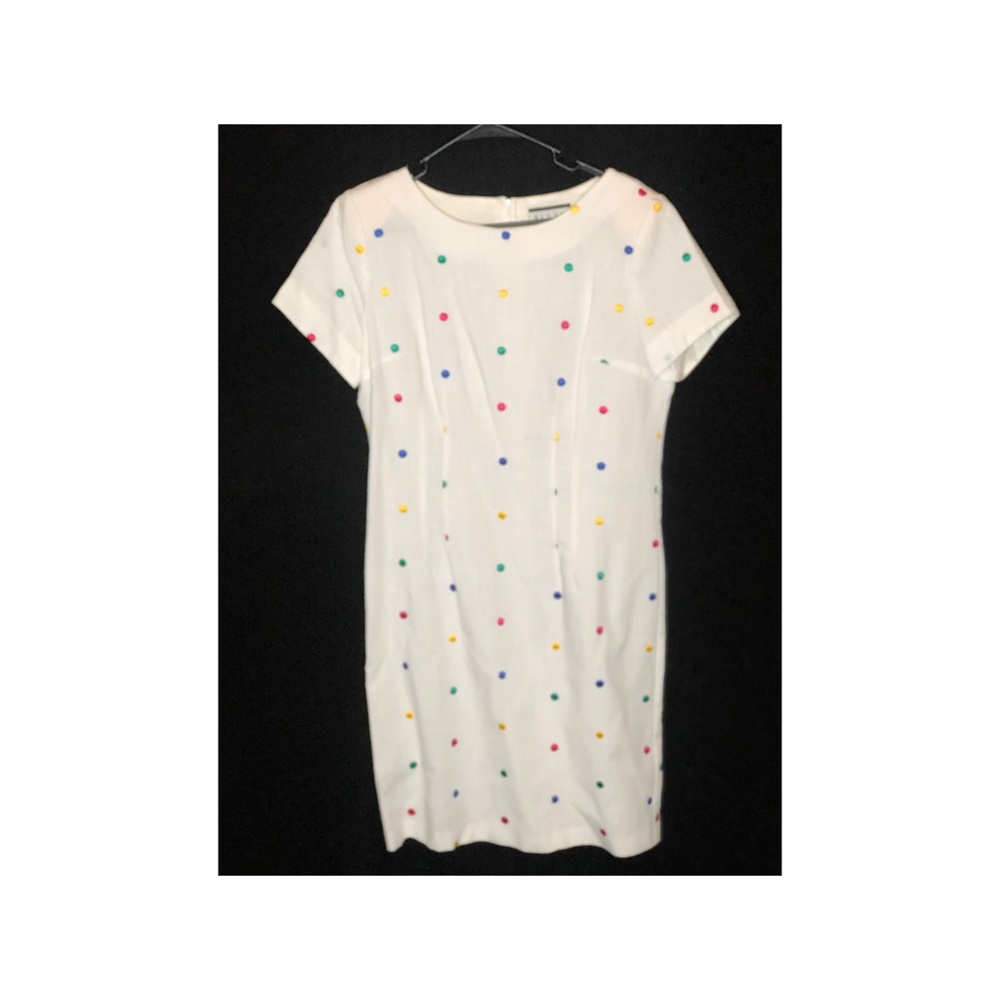 White multi-colored polka dot dress
